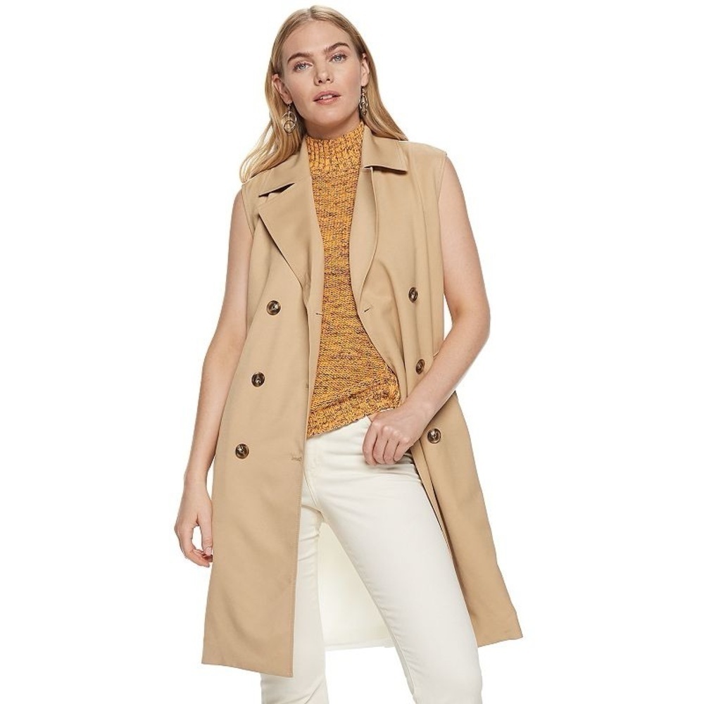 LINEN trench boho Safari vest / mini dress w resort 
Vacay vibe